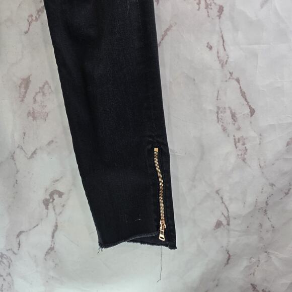 Mother Jeans Womens 26 Black High Rise Stunner Double Zip Ankle Step Fray Guilty - Picture 5 of 13